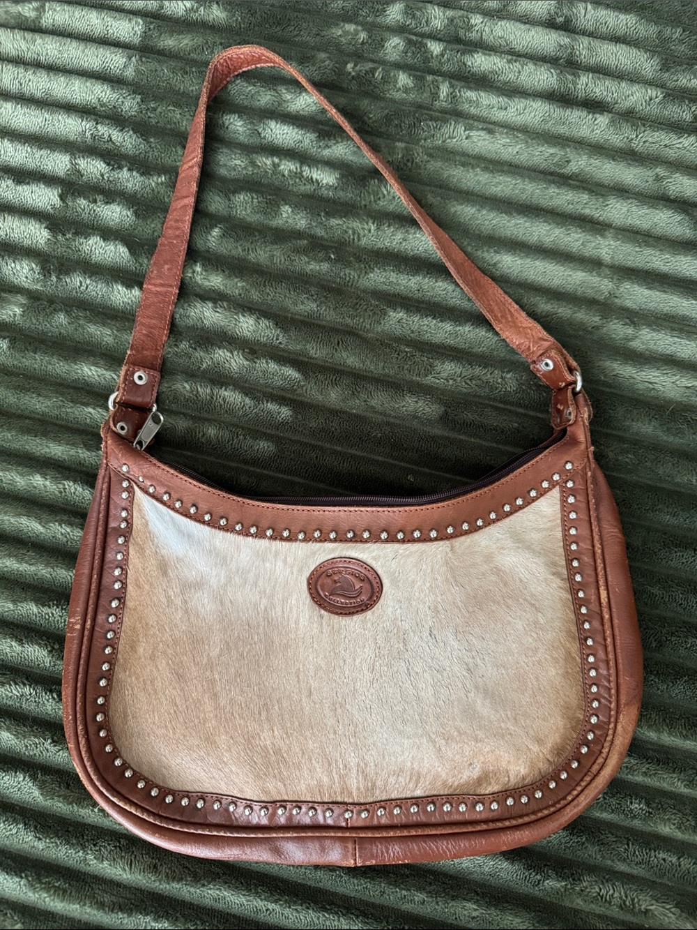Vintage Sergio Collection Leather Studded Hair on Hide Western Purse